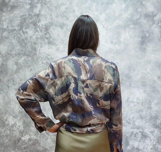 Camicia fantasia mimetica marrone