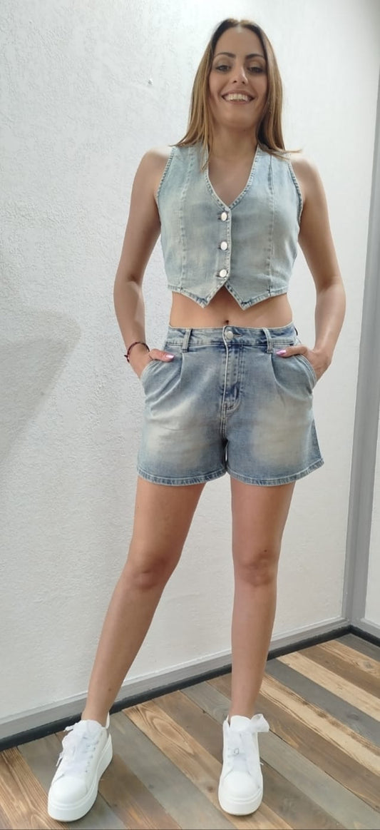 Set gilet + shorts in jeans