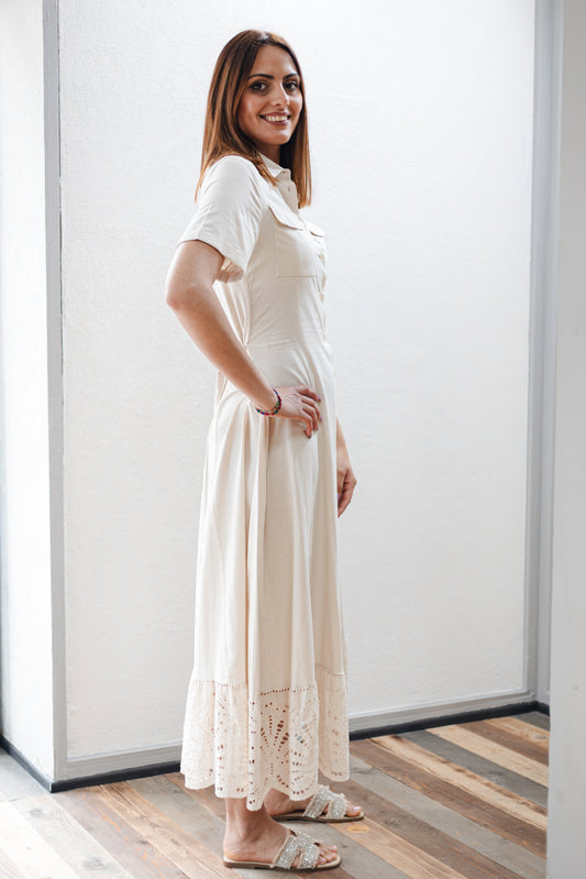 Abito chemisier con pizzo