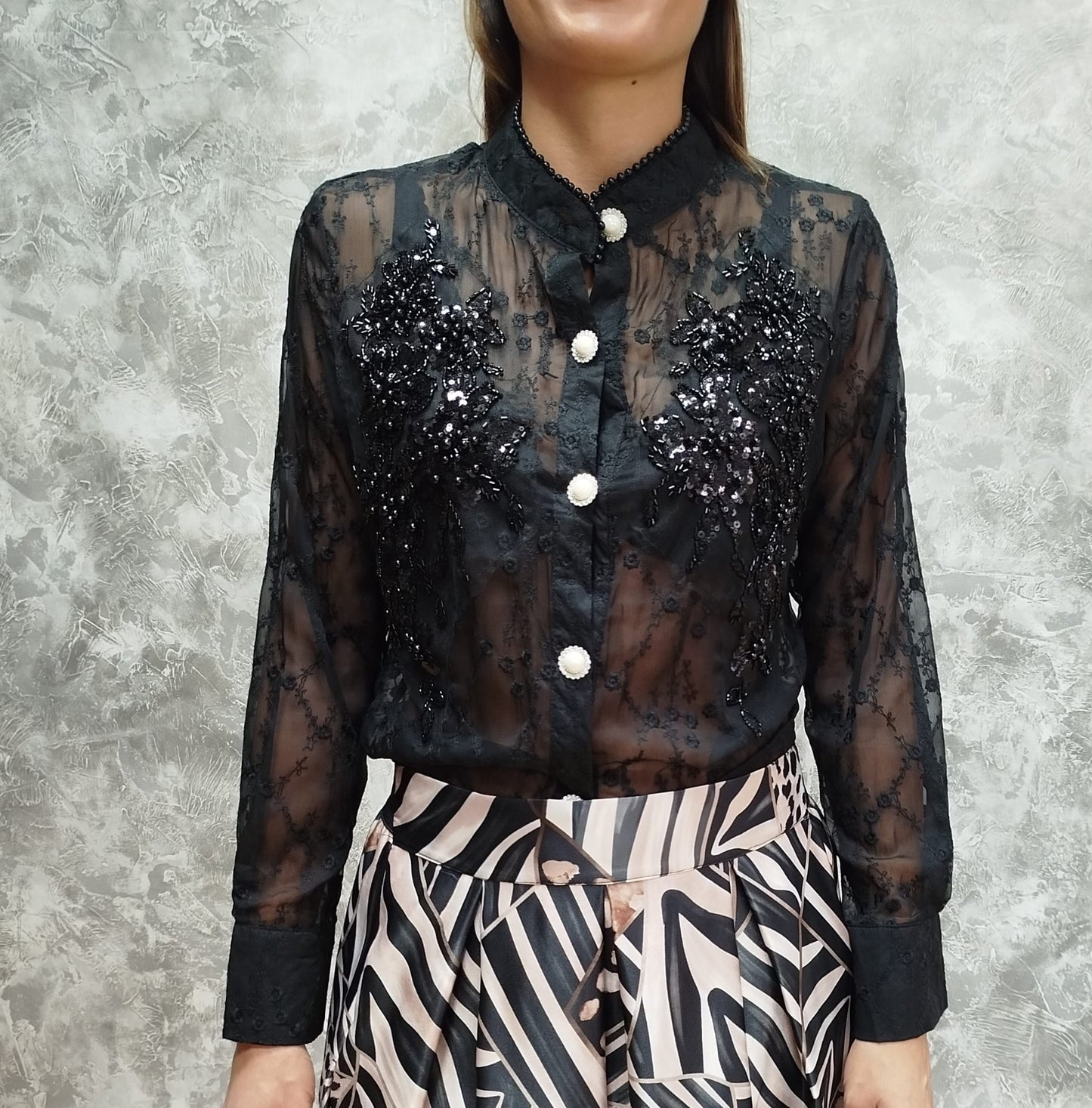 Camicia trasparenza ricamata
