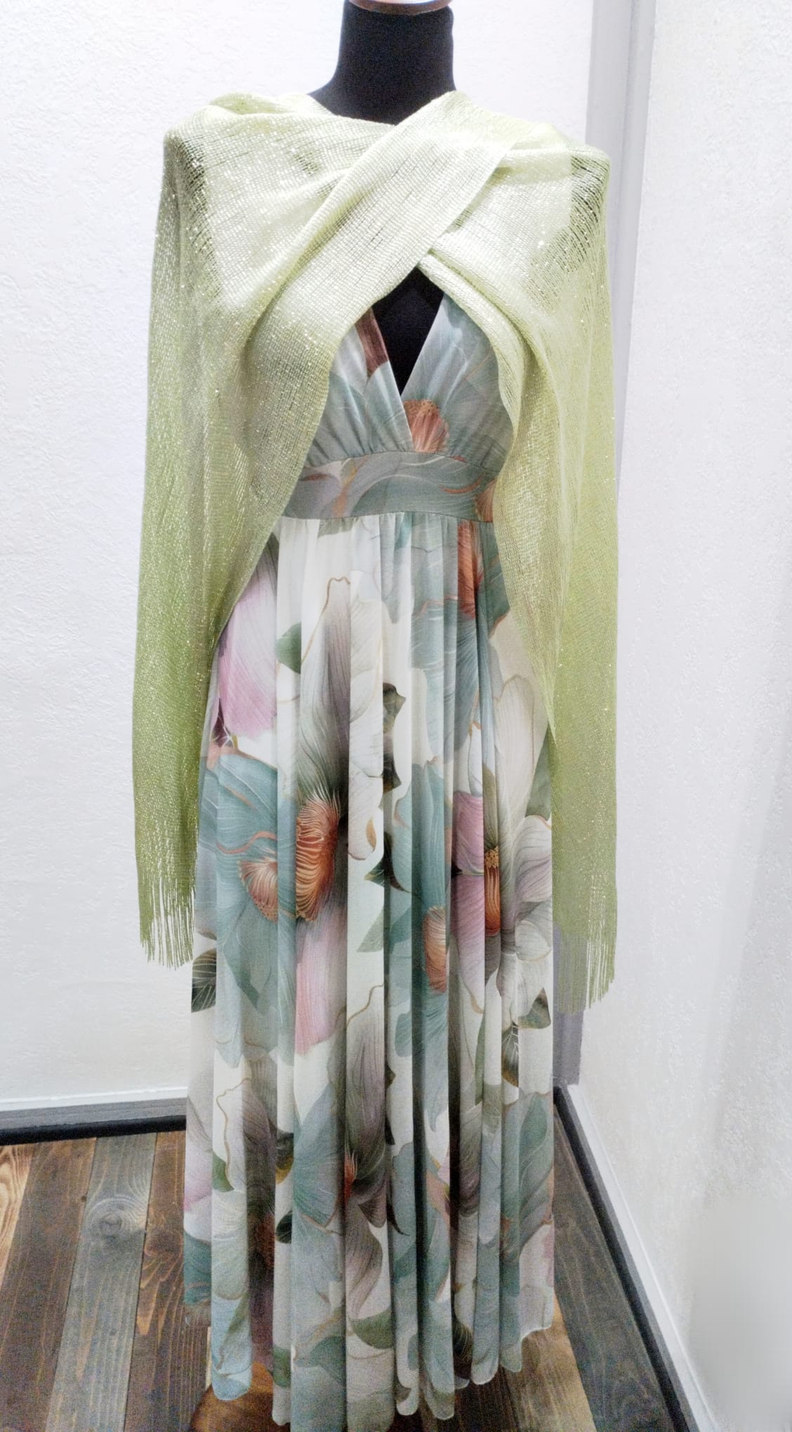 Abito Impero fiori verdi