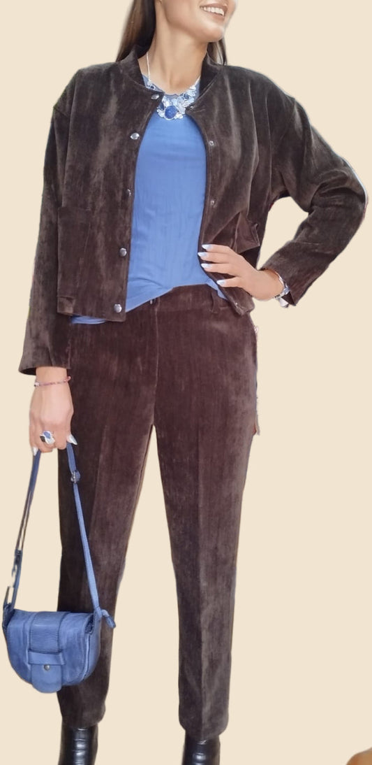 Pantalone tubino effetto velluto