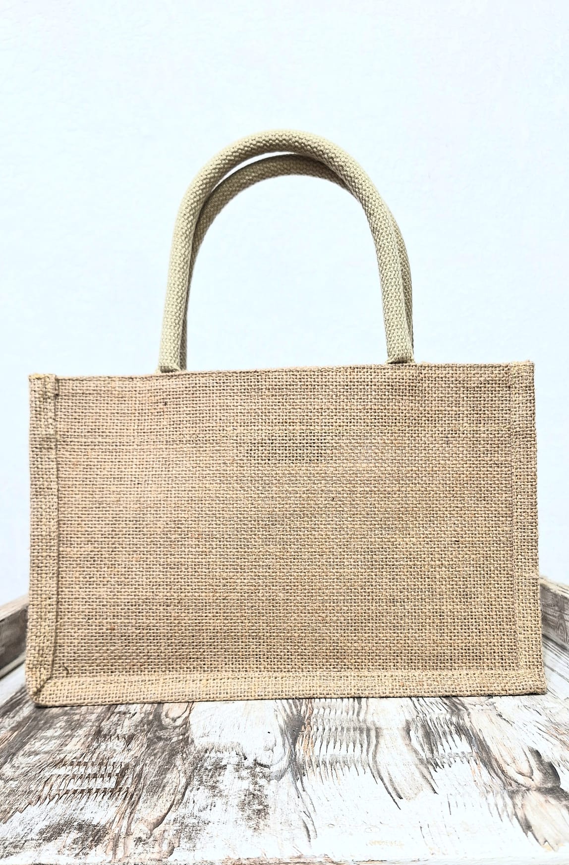 Borsa in juta con applicazioni in paillettes