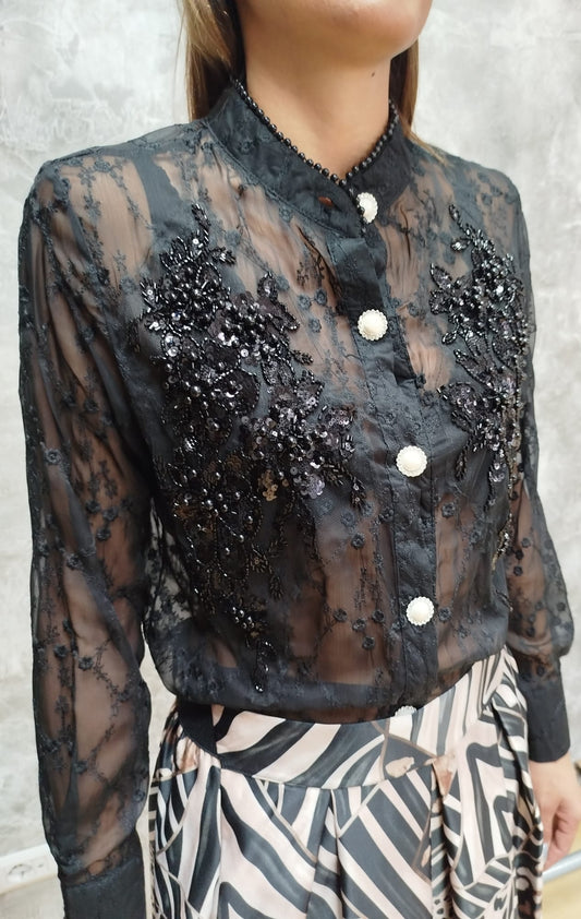 Camicia trasparenza ricamata