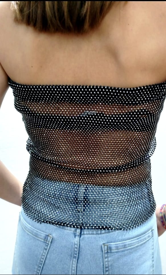 Fascia a rete con strass