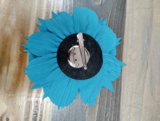 Spilla fiore azzurro lurex