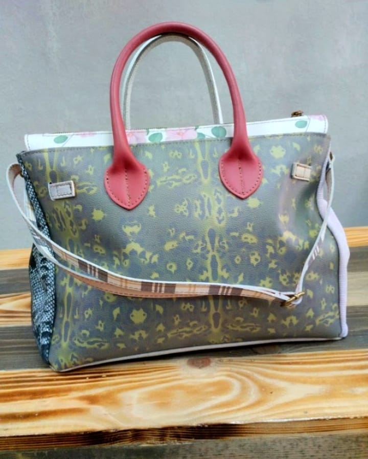 Borsa patchwork in pelle