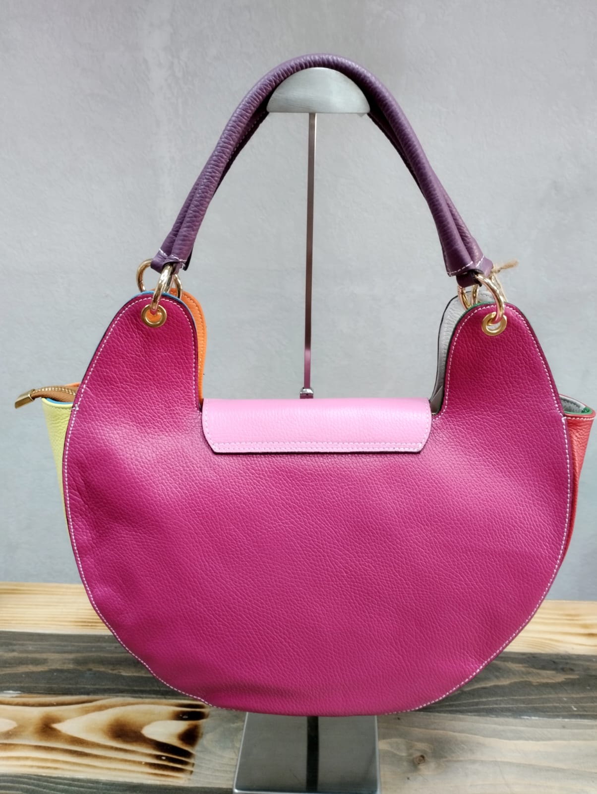 Borsa Hobo in pelle multicolor