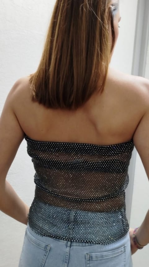 Fascia a rete con strass