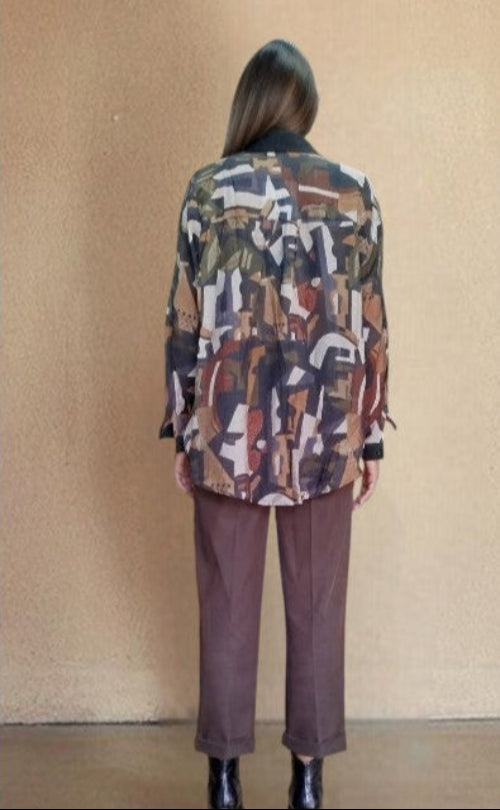 Camicia fantasia irregolare con strass