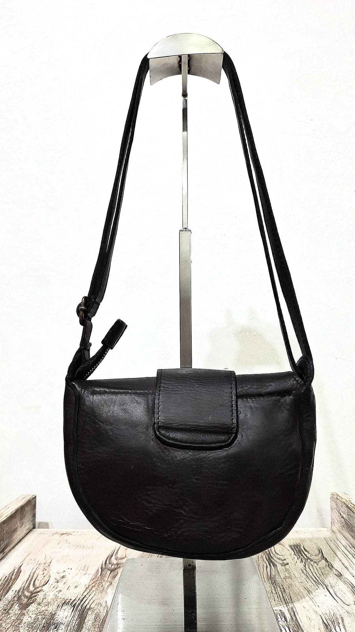 Borsa mini in cuoio nero