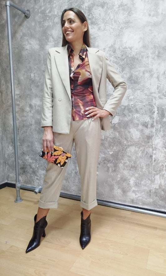 Pantalone tre quarti con risvolto