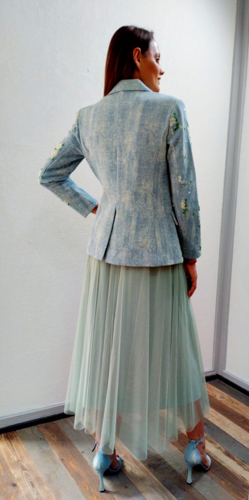 Gonna in tulle verde acqua