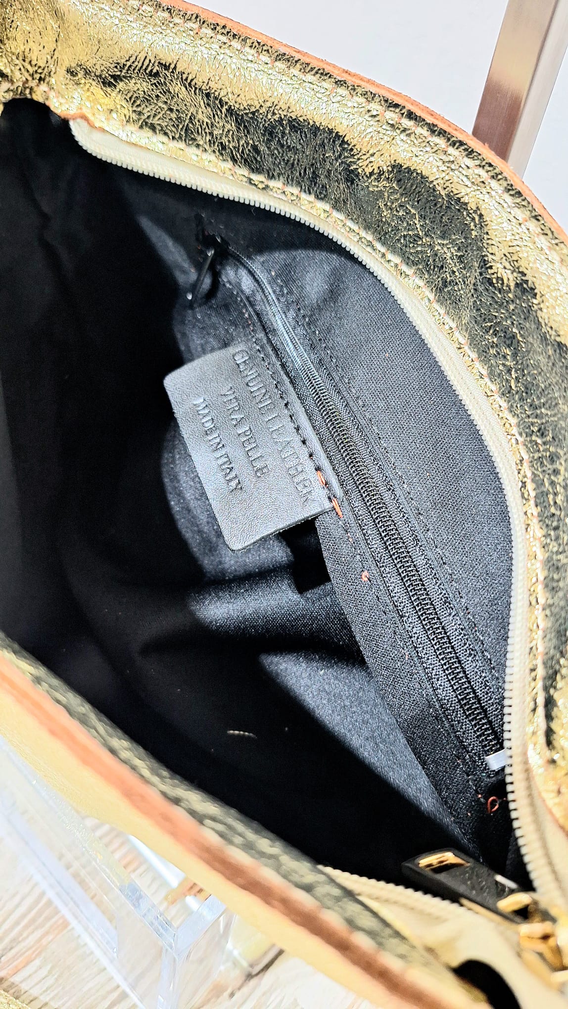 Borsa in pelle lurex