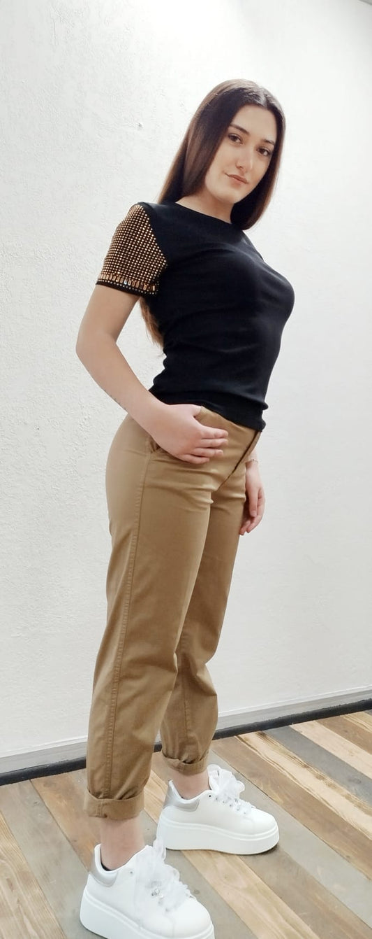 T-shirt maniche corte con strass