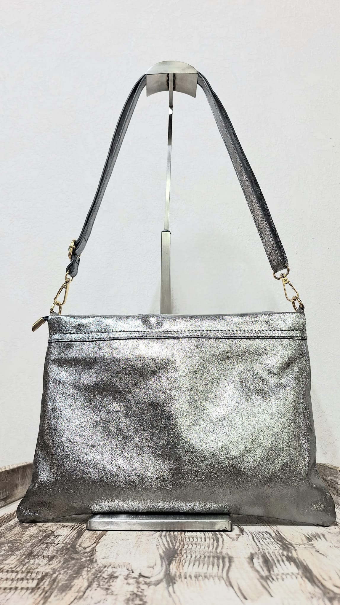 Borsa in pelle lurex