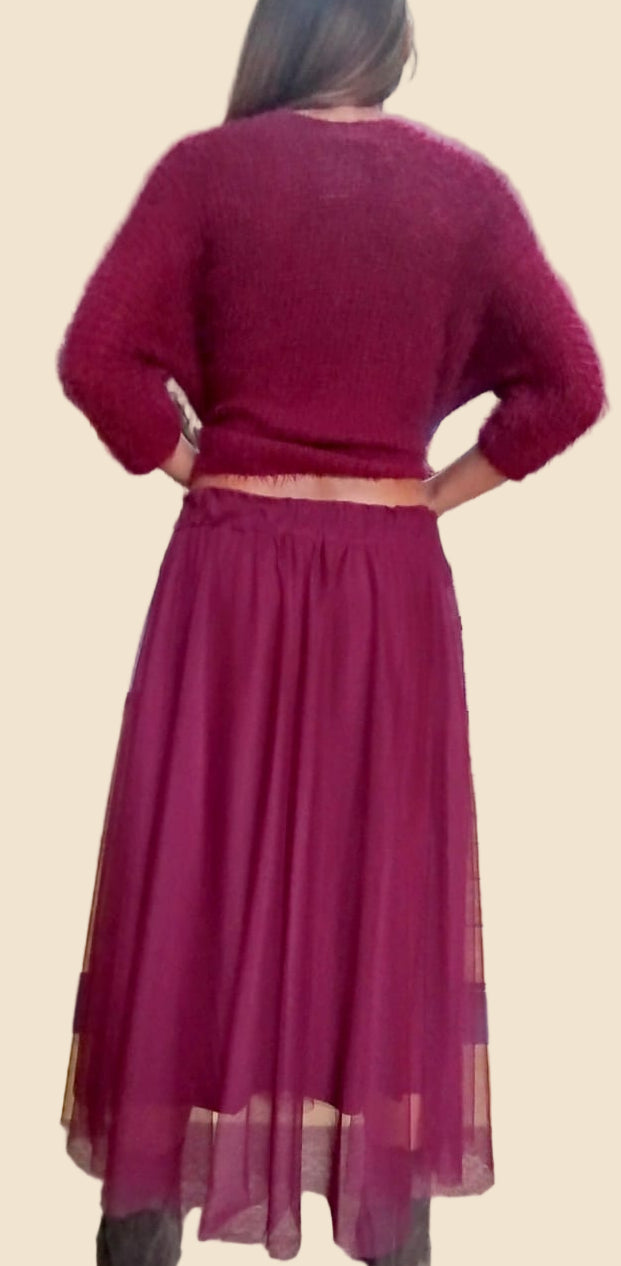 Gonna in tulle bordeaux