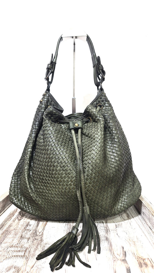 Borsa in cuoio intrecciato