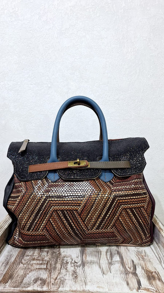 Borsa patchwork in pelle
