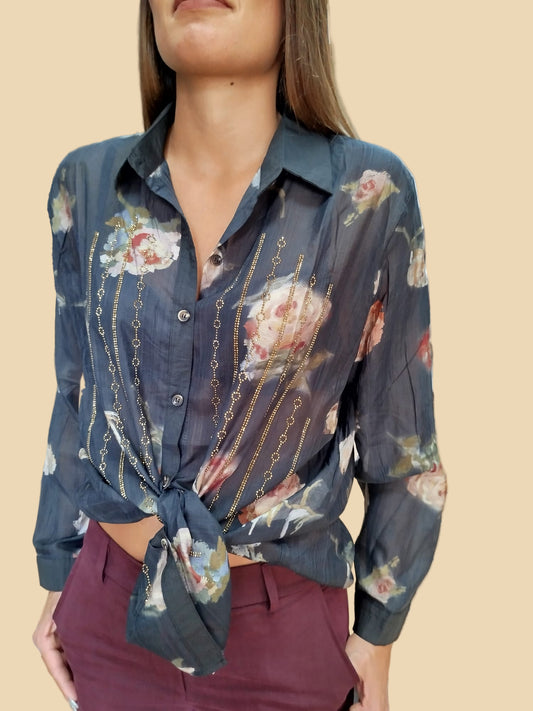 Camicia rose con strass