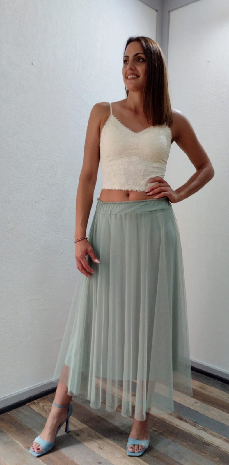 Gonna in tulle verde acqua