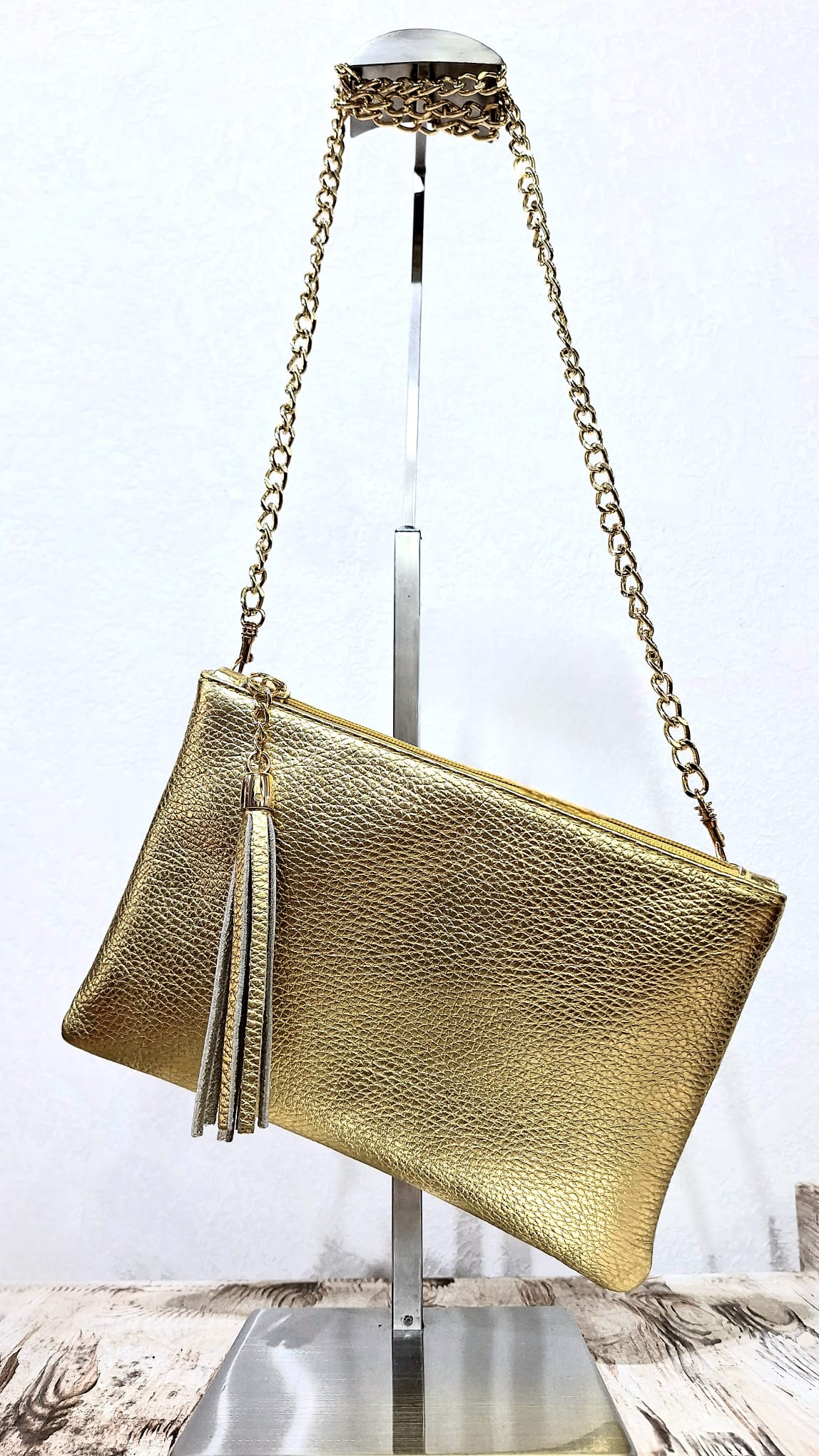 Pochette in pelle lurex