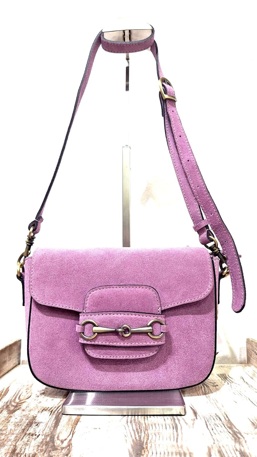 Borsa in pelle effetto camoscio