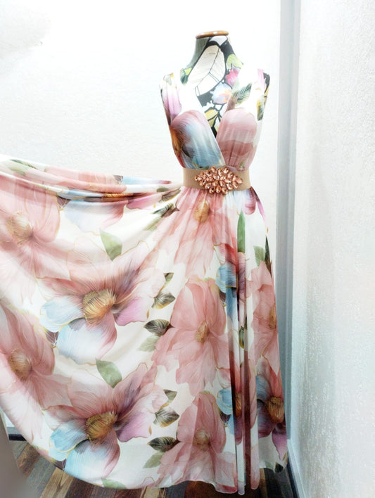 Abito Impero fiori rosa