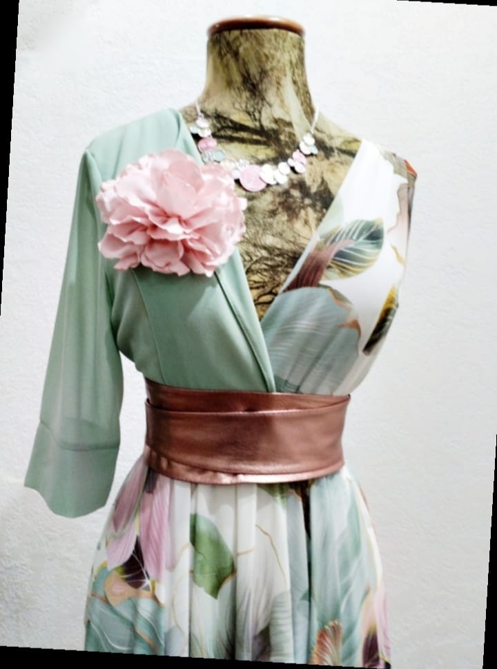 Abito Impero  fiori verdi