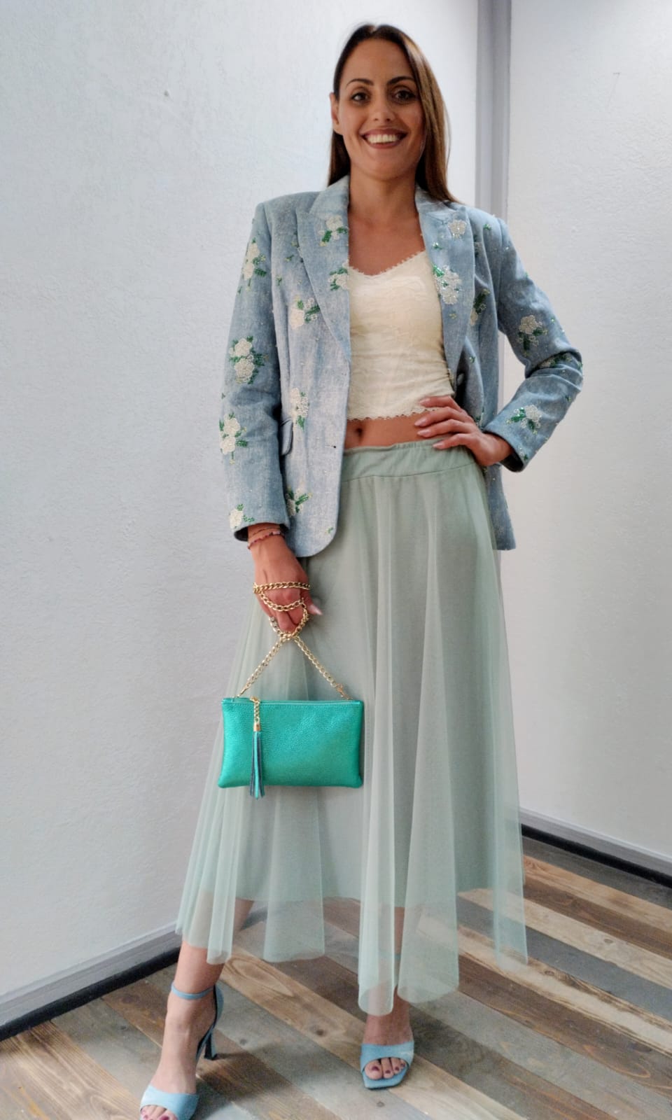 Gonna in tulle verde acqua