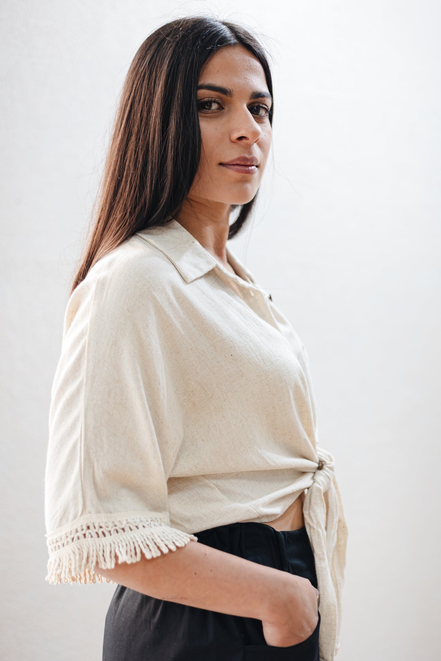 Camicia manica corta misto lino