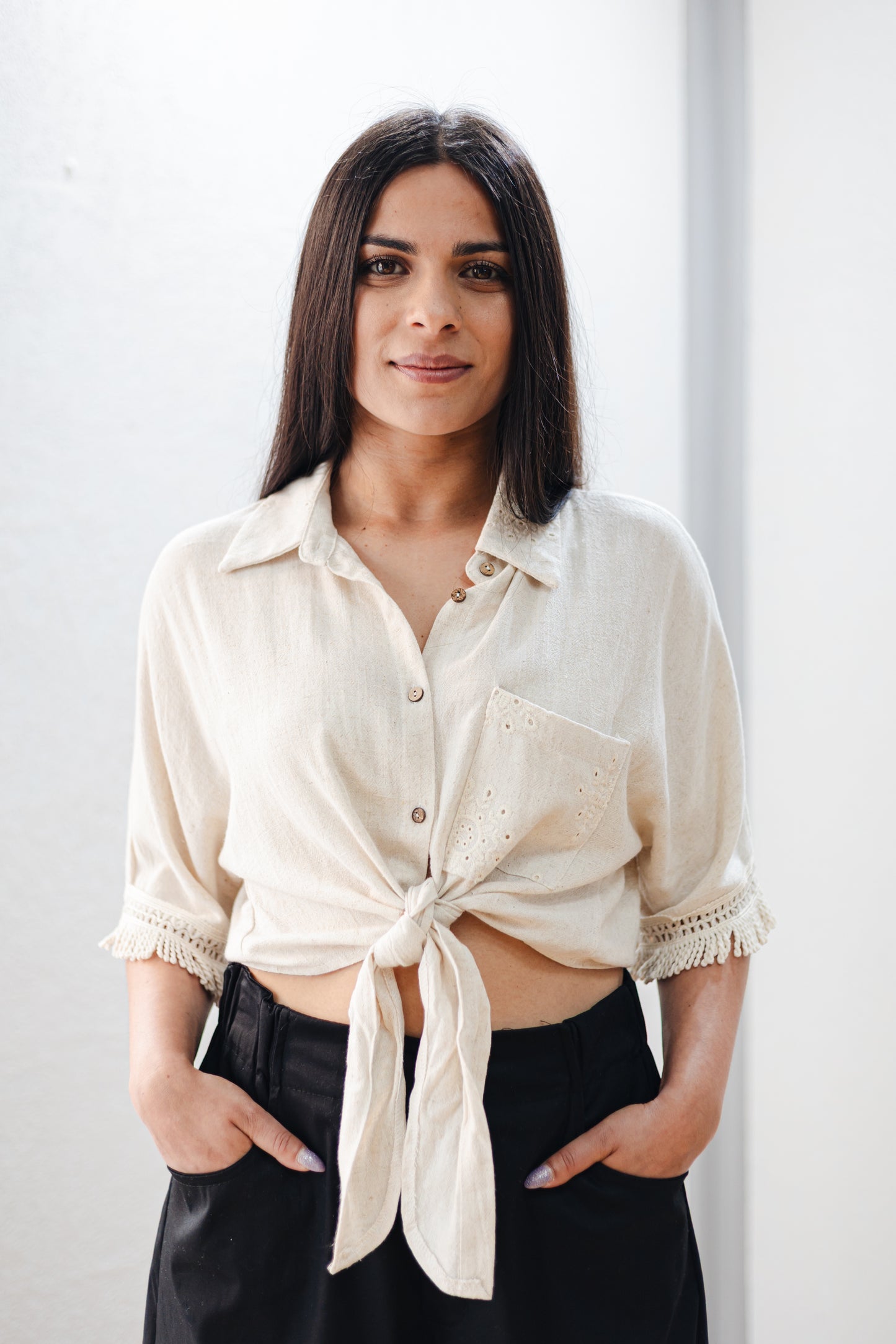 Camicia manica corta misto lino