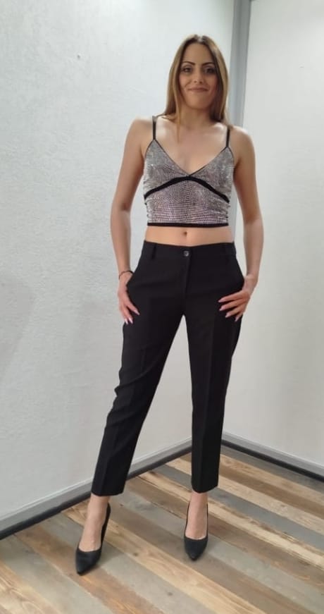 Top in cotone con strass