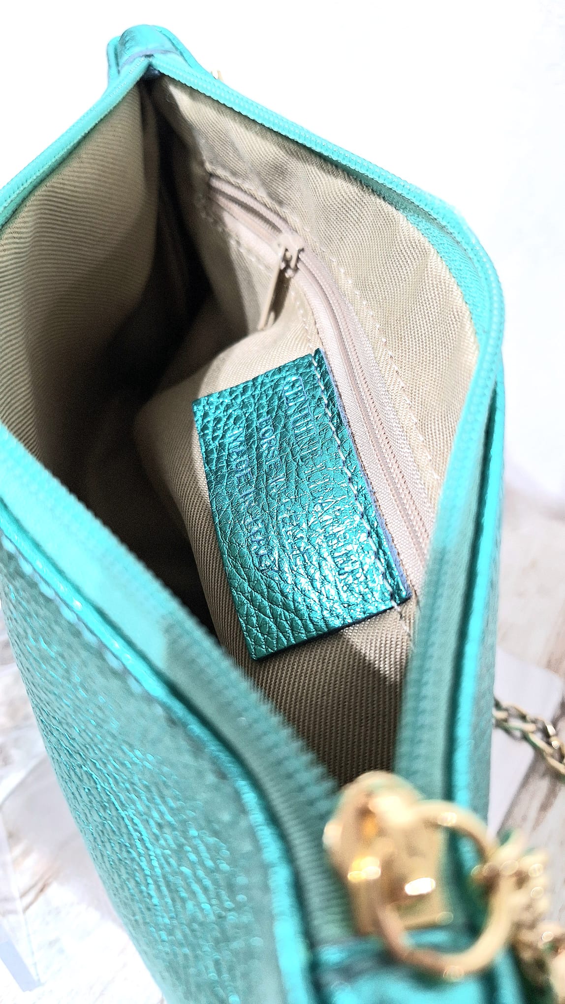 Pochette in pelle lurex