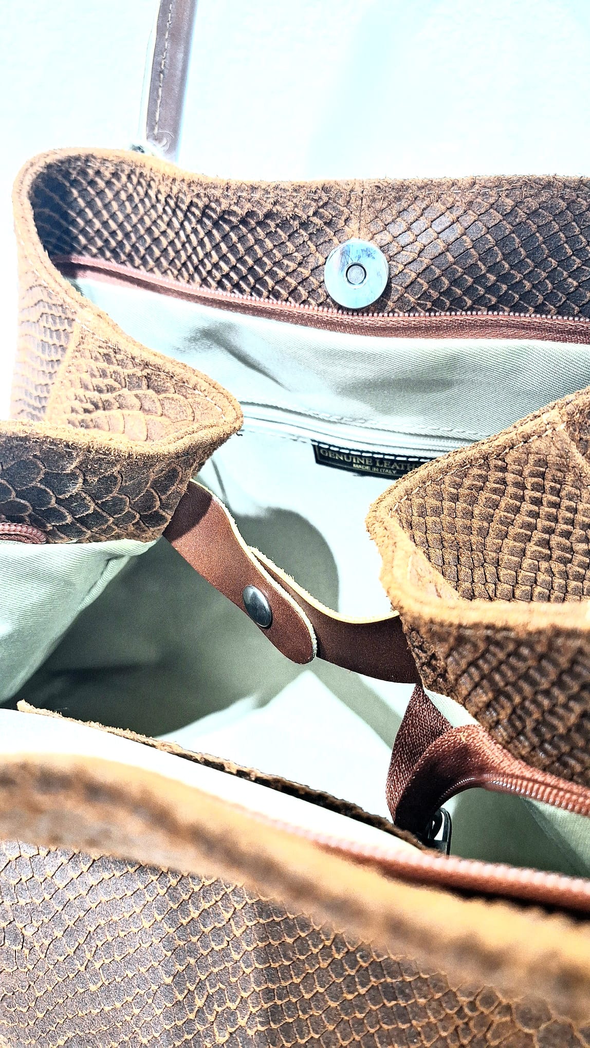 Borsa in pelle pitonata