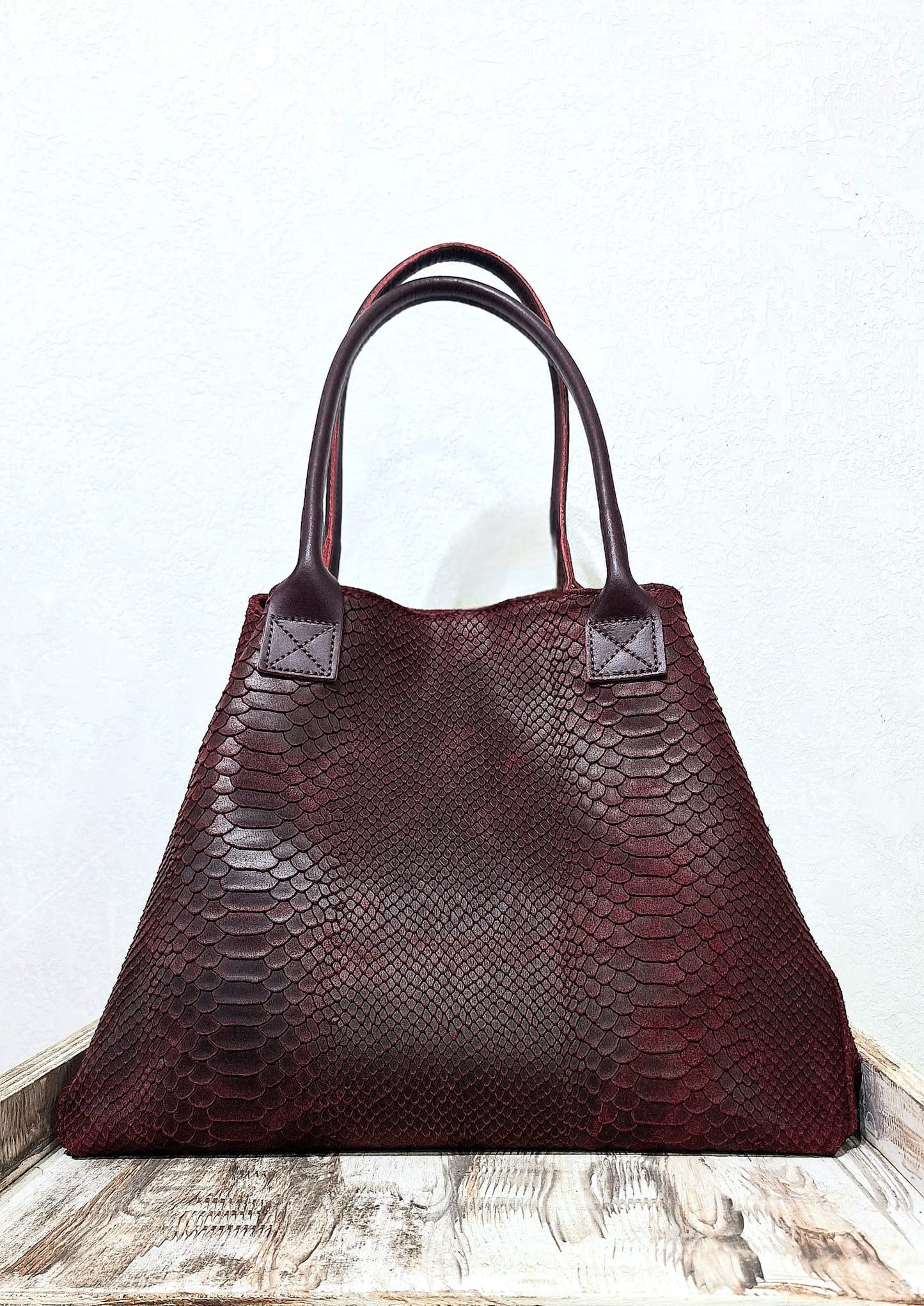 Borsa in pelle pitonata