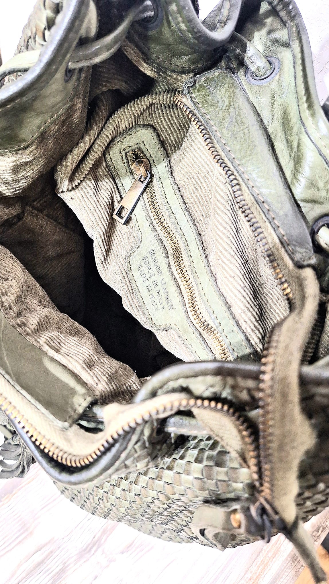 Borsa in cuoio intrecciato