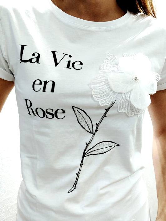 T-shirt con fiore