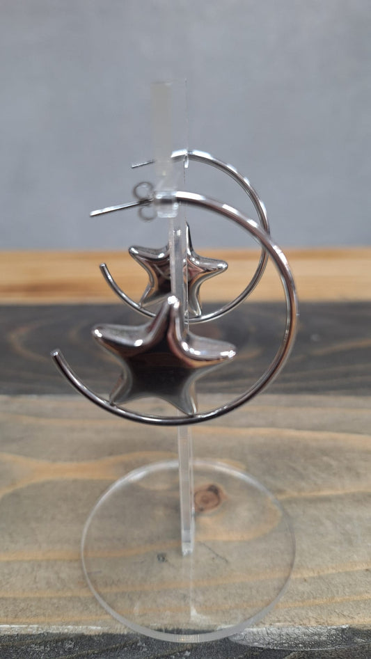 Orecchini a cerchio con stella