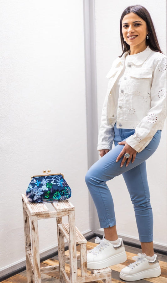 Pantalone sigaretta con tasche retro