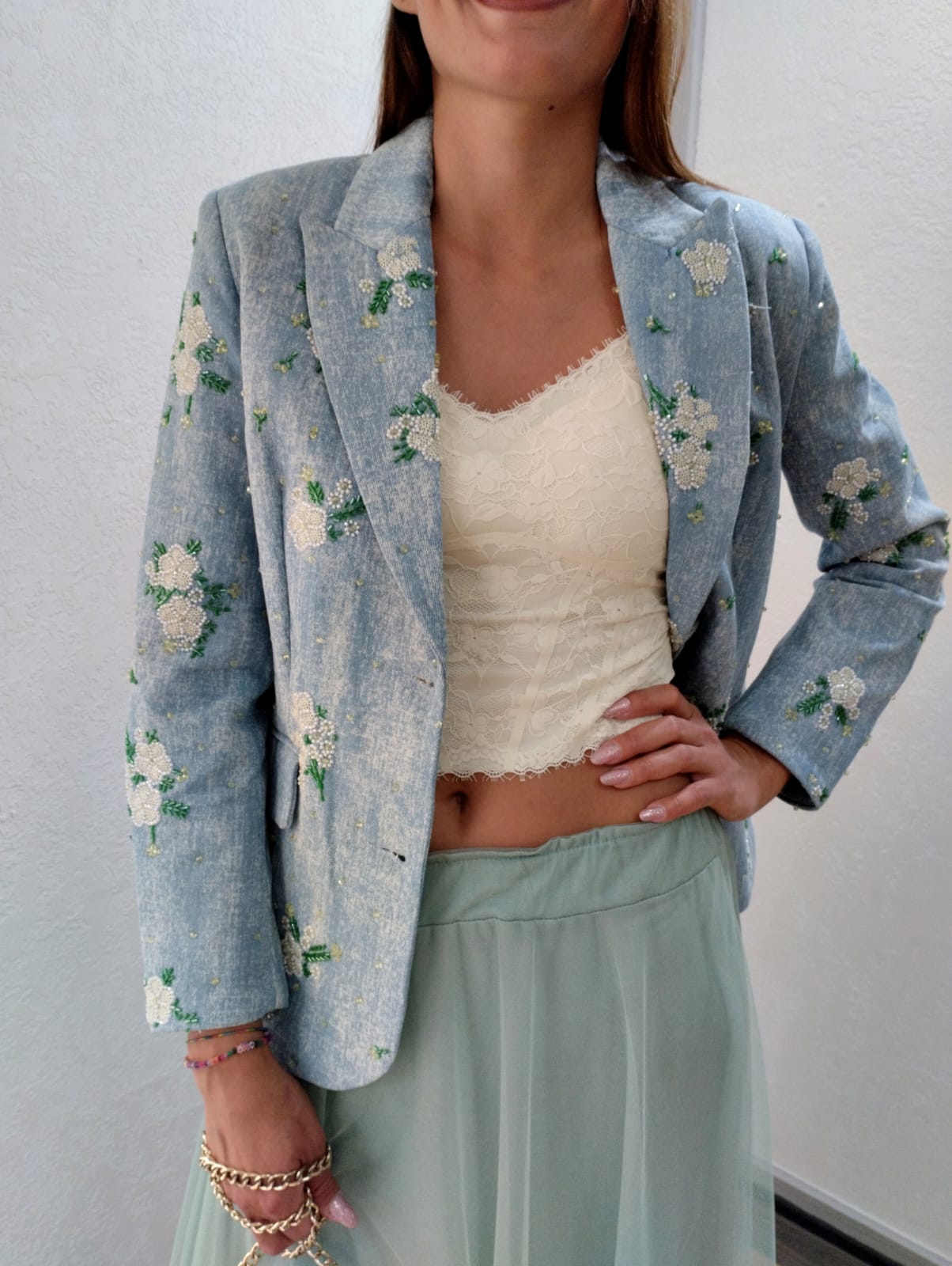 Gonna in tulle verde acqua