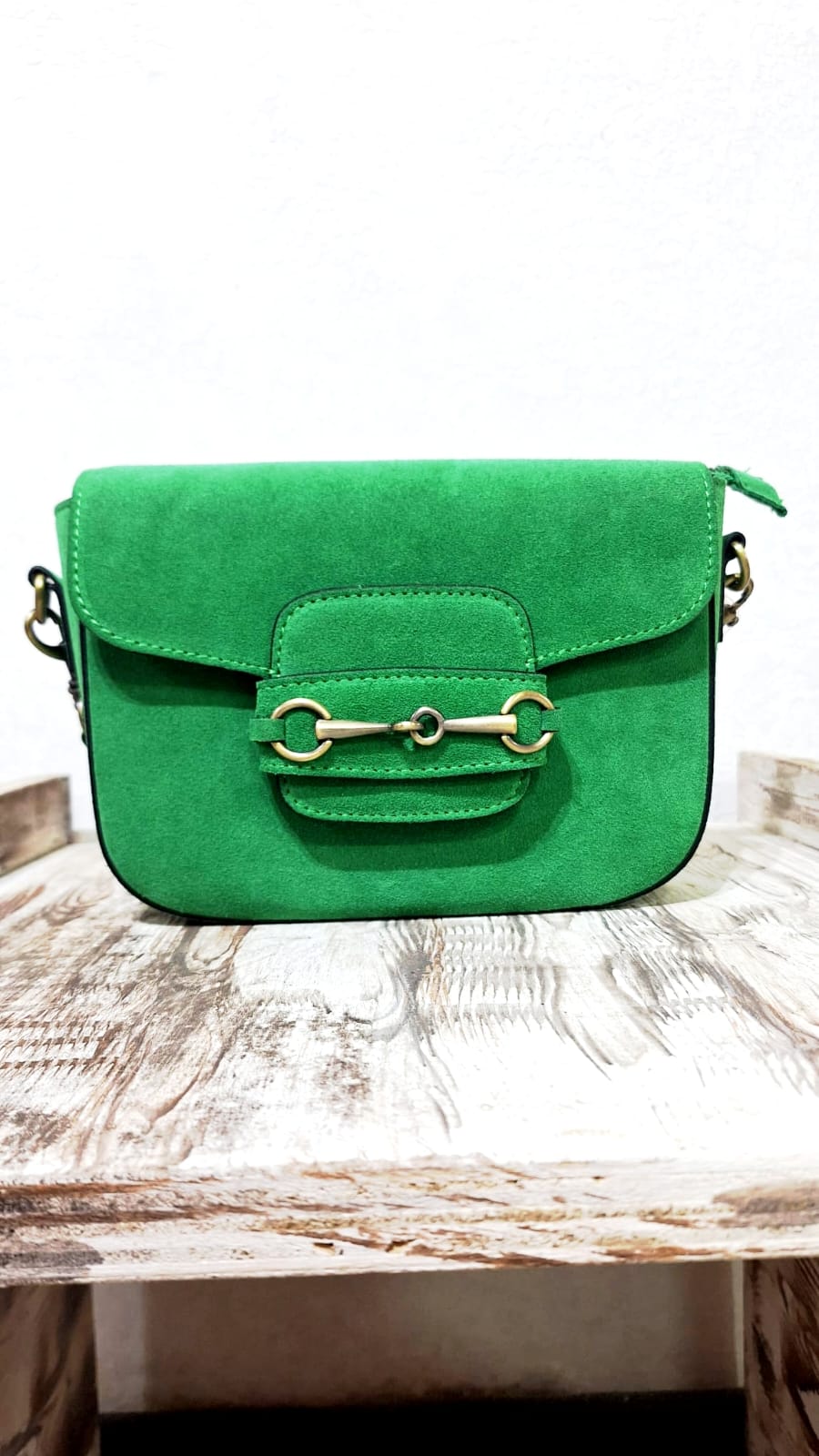 Borsa in pelle effetto camoscio