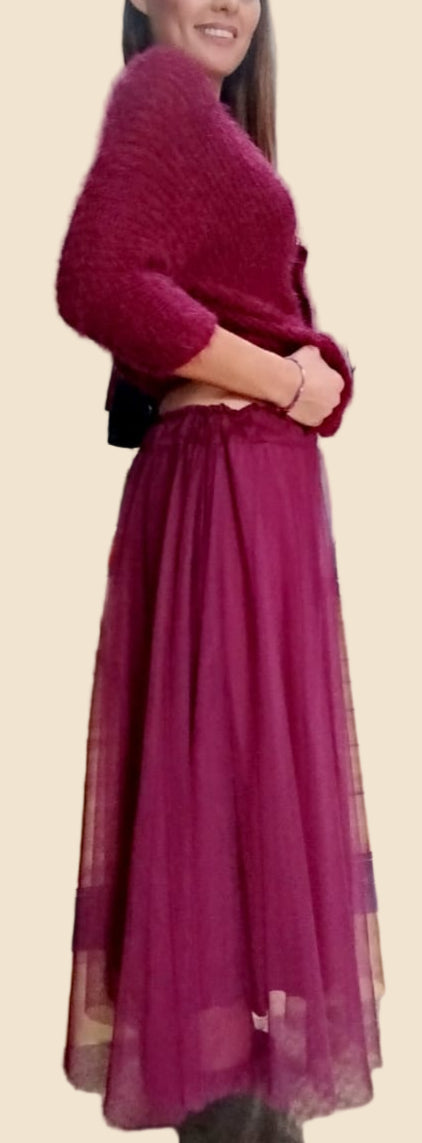 Gonna in tulle bordeaux