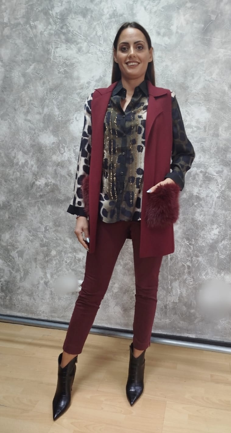 Camicia animalier con strass