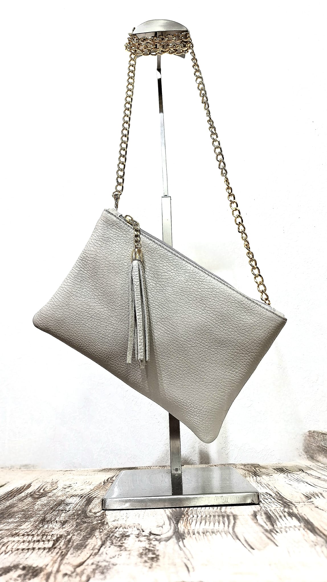 Pochette in pelle lurex