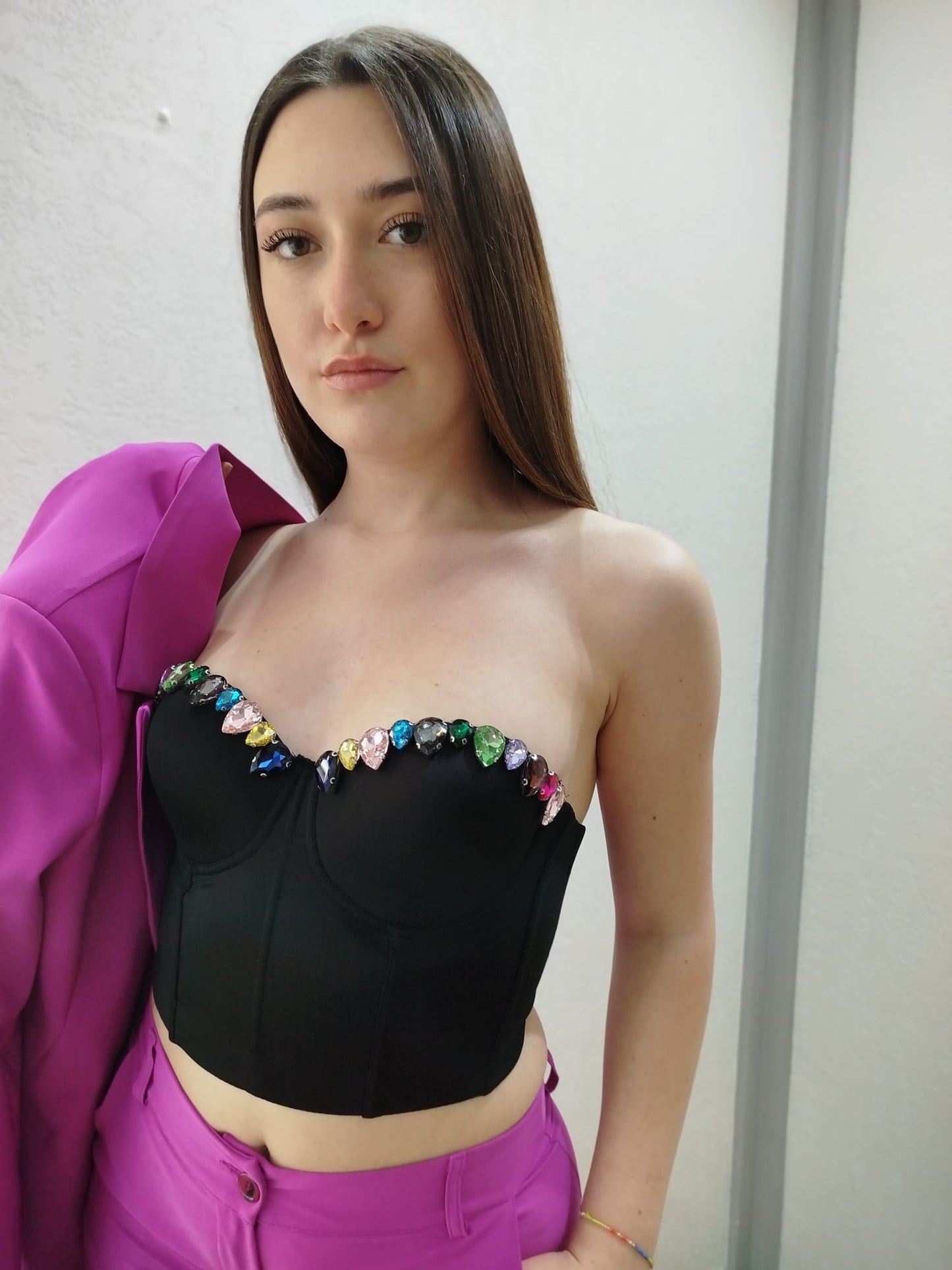 Corsetto con strass colorati