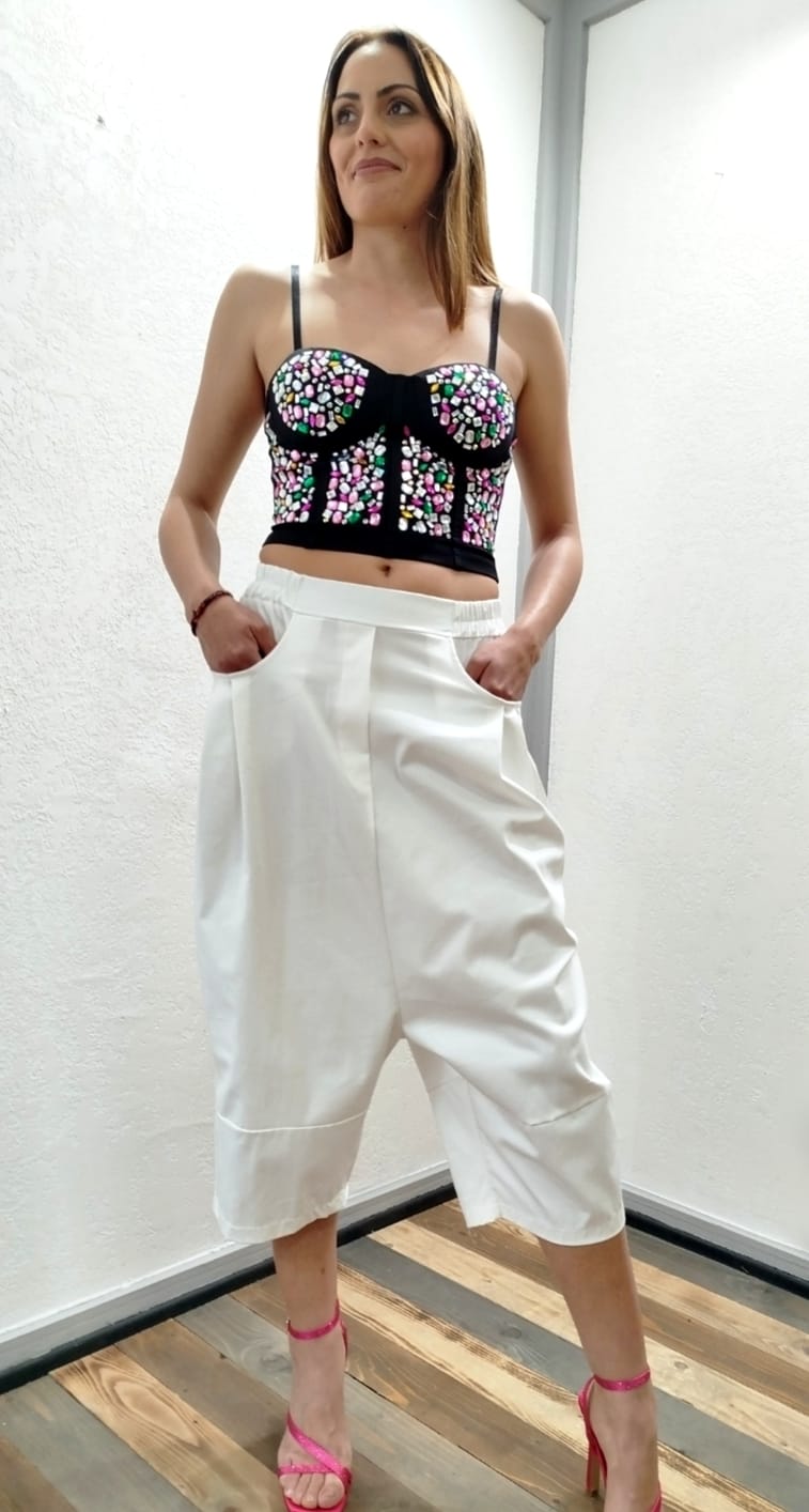 Corsetto con strass multicolor