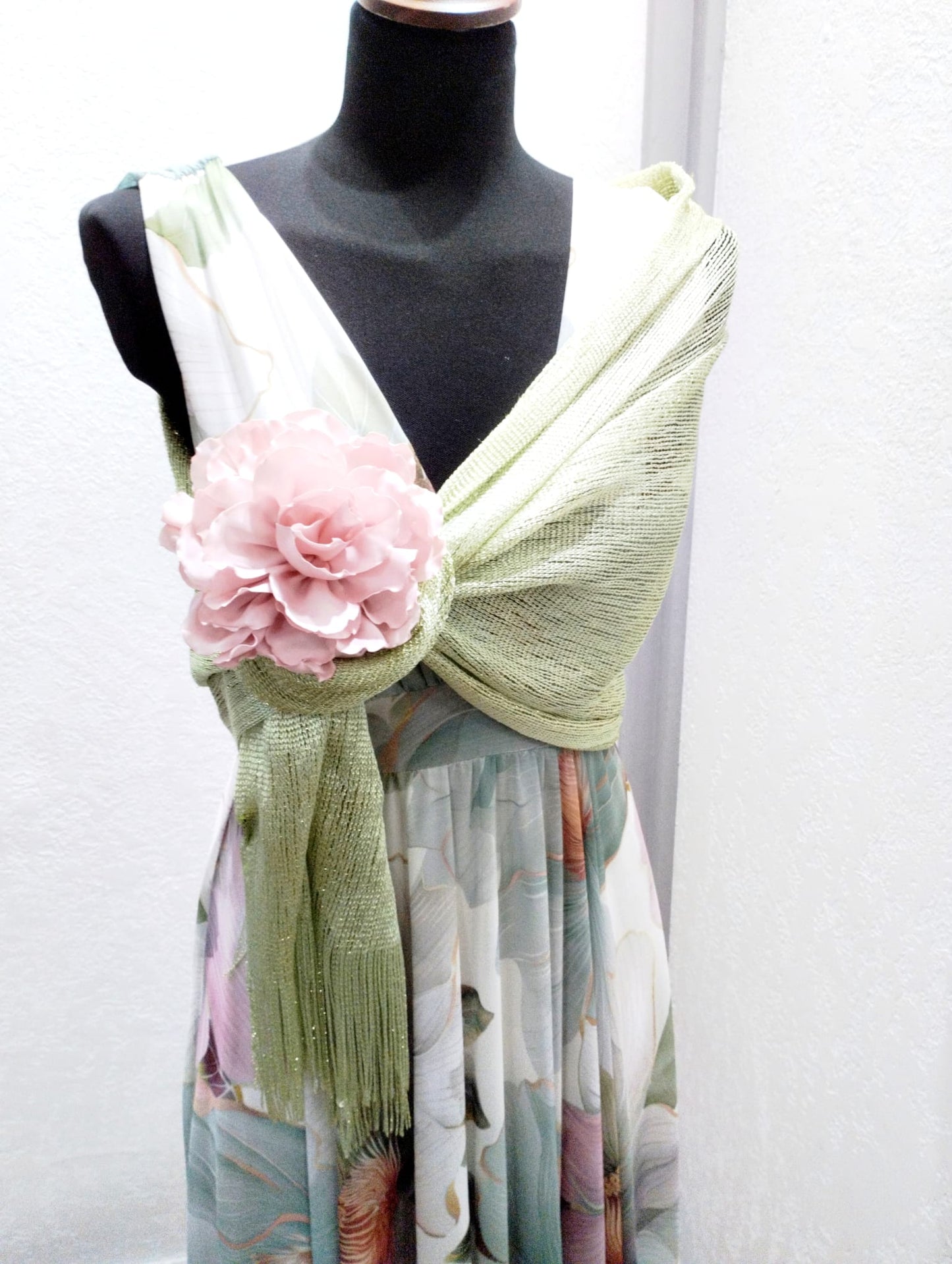 Abito Impero  fiori verdi