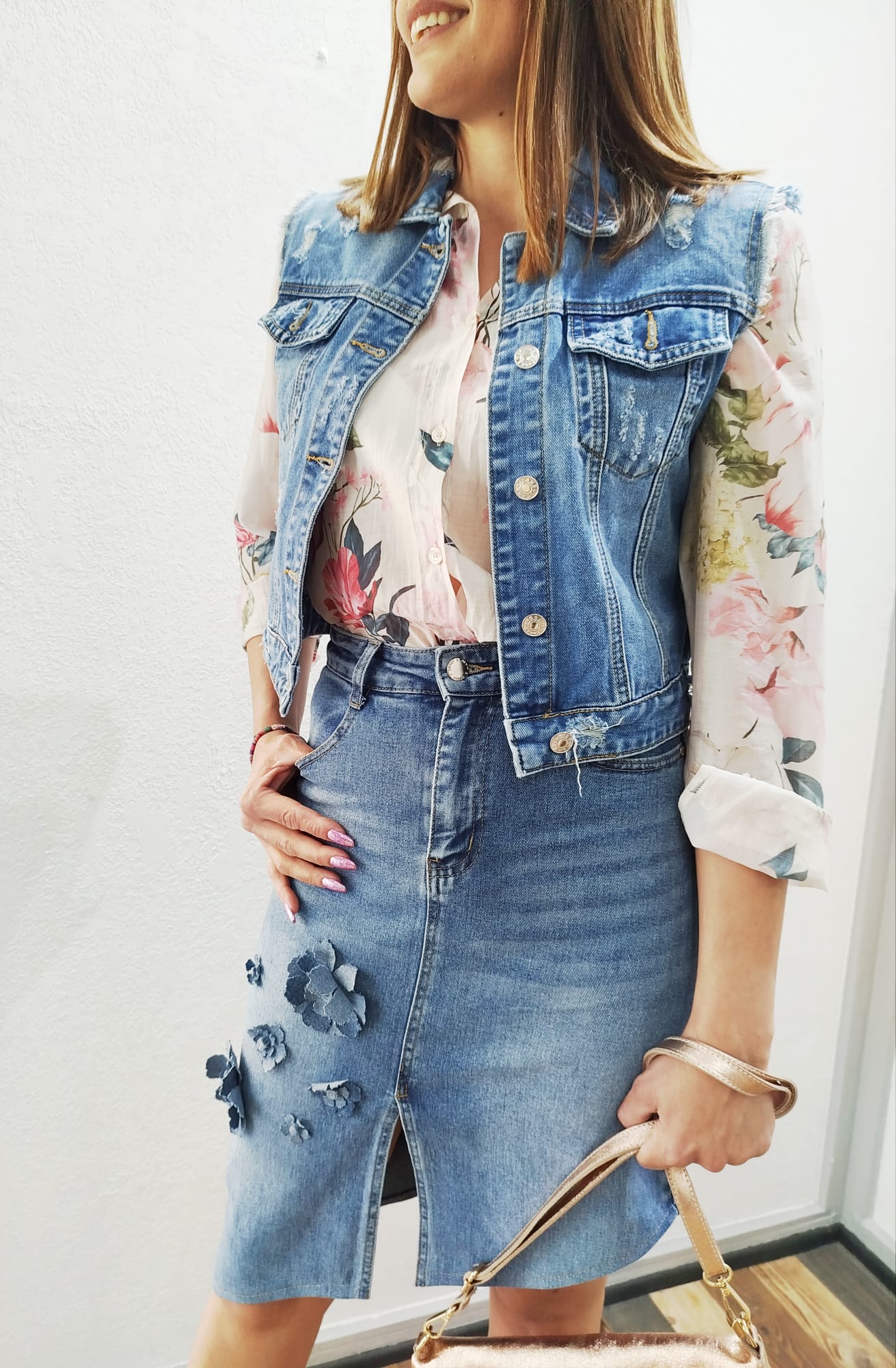 Giubbino smanicato in jeans