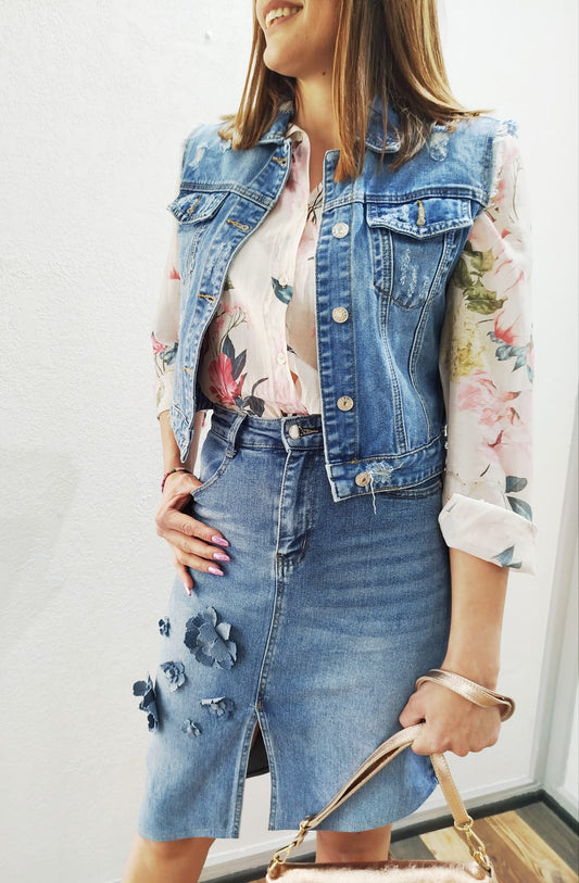 Giubbino smanicato in jeans